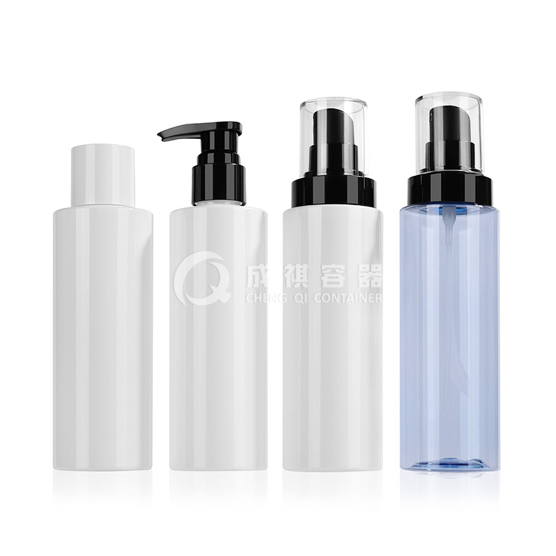 200ml/135ml Round Empty PET Plastic Cosmetic Bottles With Pump Or Cap